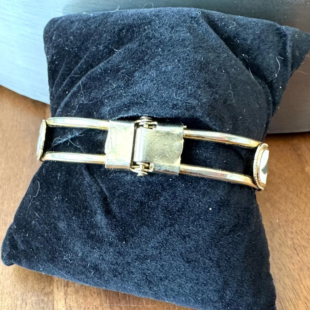 Floral Cloisonné Hinged Bracelet